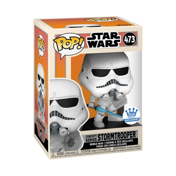 Figura coleccionable Funko de un Stormtrooper en caja